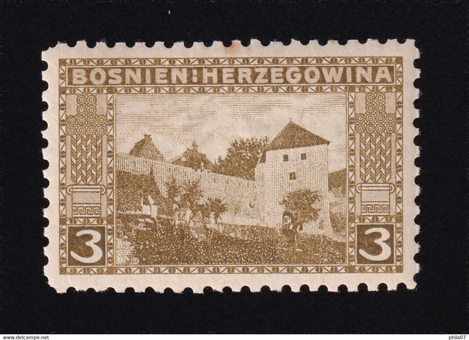 BOSNIA AND HERZEGOVINA - Landscape Stamp 3 Hellera, Perforation 9 ½, MH - Bosnia Erzegovina