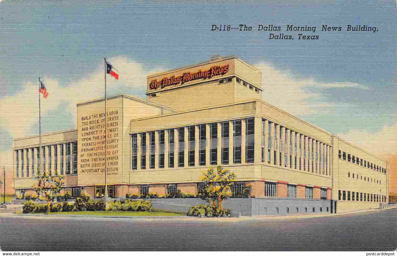 Dallas Morning News Newspaper Building Dallas Texas 1950s Postcard - Dallas