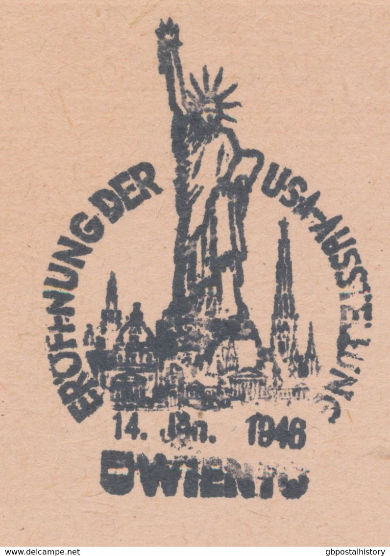 ÖSTERREICH SONDERSTEMPEL 1946 „ERÖFFNUNG DER USA-AUSSTELLUNG 14 Jän. 1946 WIEN 10“ - Covers & Documents