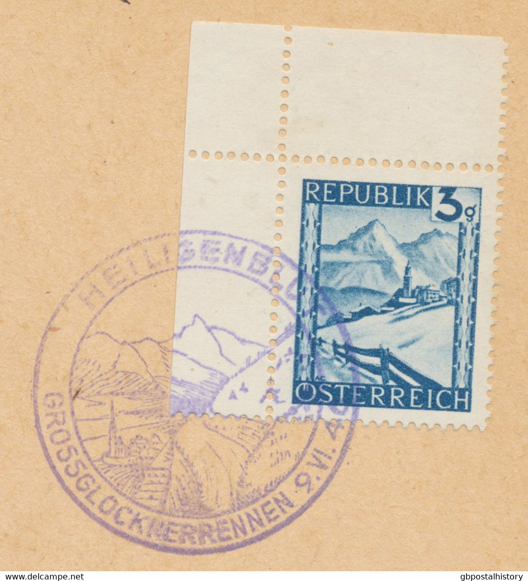 ÖSTERREICH SONDERSTEMPEL 1946 „HEILIGENBLUT – GROSSGLOCKNERRENNEN 9.VI.46“ In Violett - 6. Internationales Großklockner - Cartas & Documentos