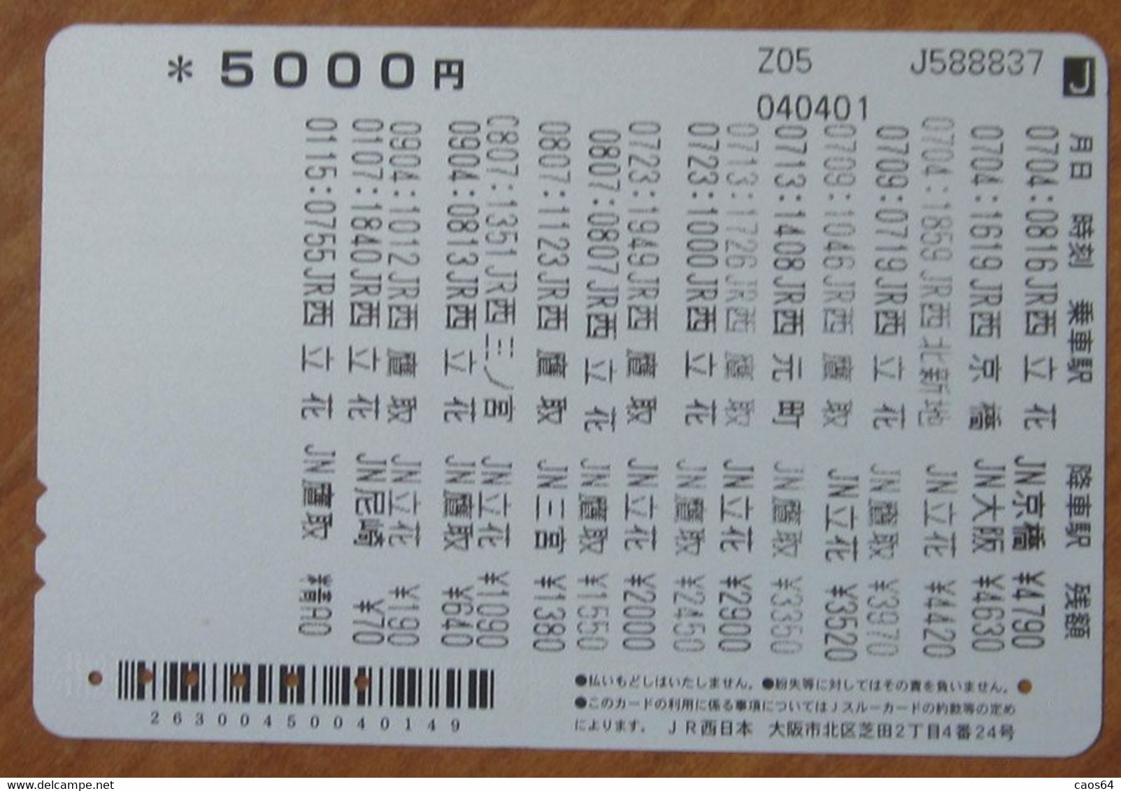 GIAPPONE Ticket Biglietto Treni - Railway Station - Universal City Station JR B  Card 5.000 ¥ - Usato - Mondo