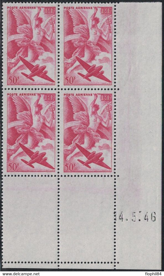 POSTE AERIENNE - N°17 - BLOC DE 4 COIN DATE - 4-5-1946. - Luchtpost