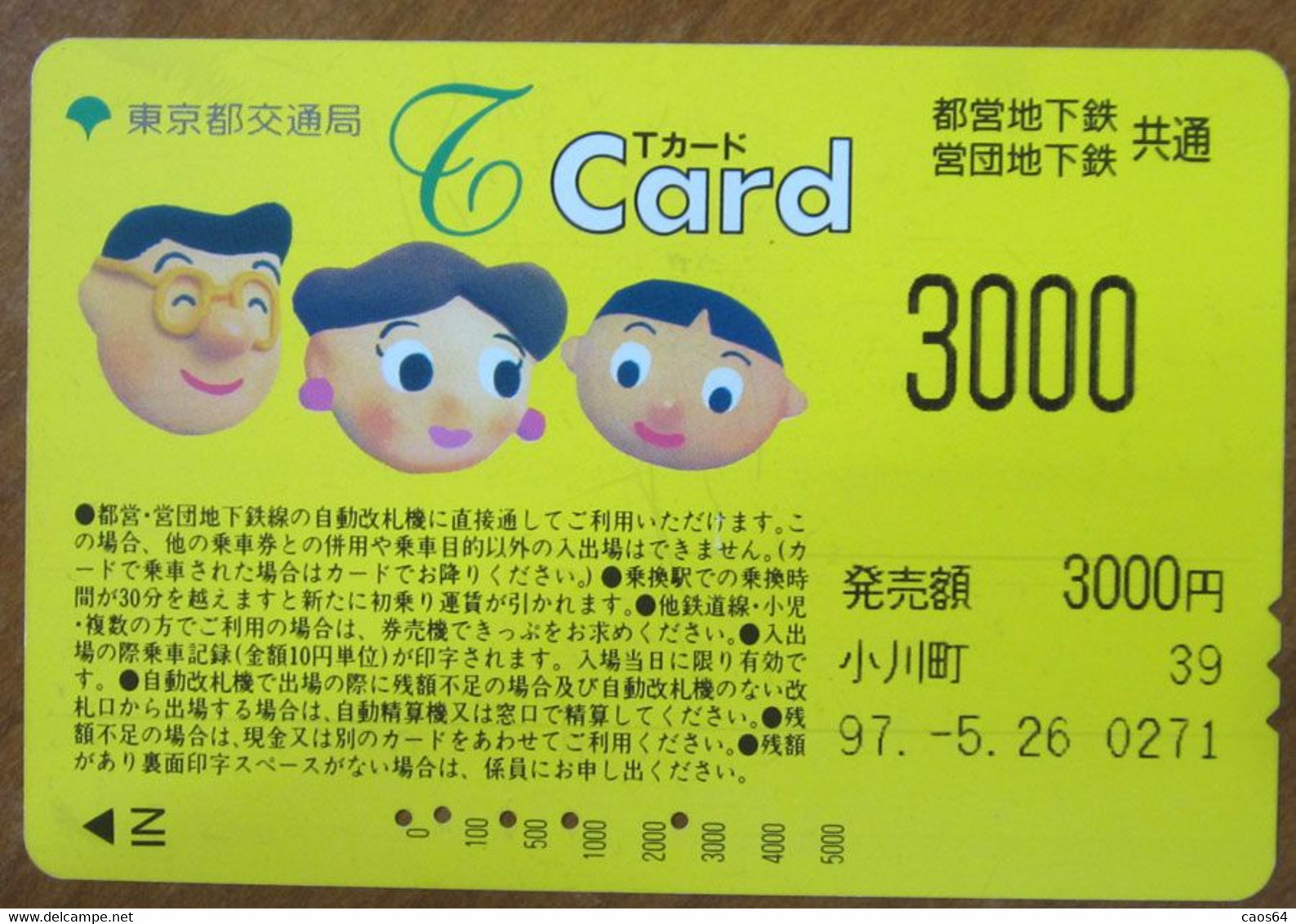 GIAPPONE Ticket Biglietto Treni Metro Bus - T Card 3000 ¥ - Usato - World