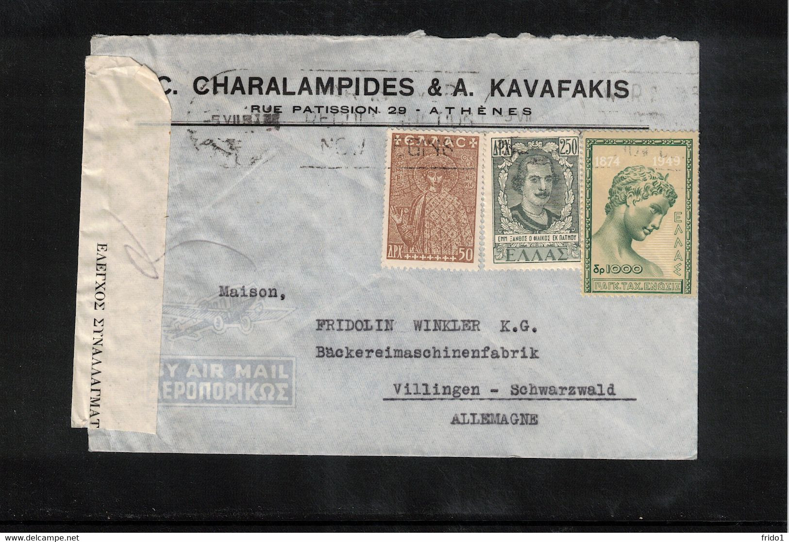 Greece 1950 Interesting Airmail Censored Letter To Germany - Storia Postale