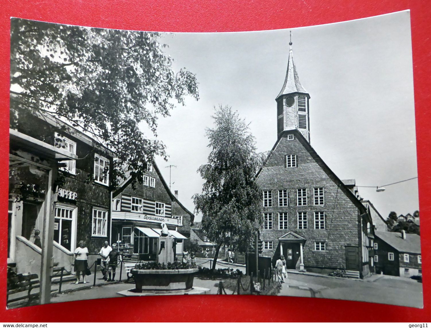 Schmiedefeld Am Rennsteig - 1971 - Kirche Brunnen Textilwaren - Echt Foto - Thüringer Wald - Thüringen - Schmiedefeld