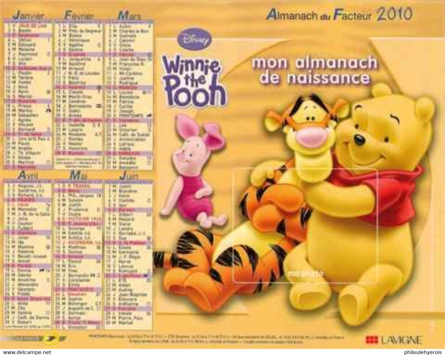 CALENDRIER 2010 ANNEE DE NAISSANCE  Winnie Disney - Grossformat : 2001-...
