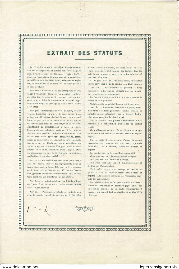 Titre Ancien - Société Auxiliaire Des Pétroles Roumains - Société Anonyme - Titre De 1923- N° 5375 -VF - Oil