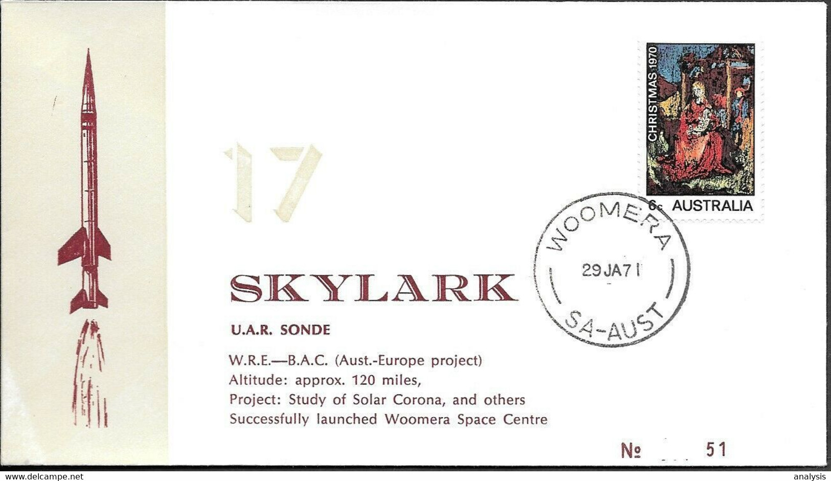 Australia Space Cover 1971. Skylark Rocket Launch. Woomera ##04 - Oceanía