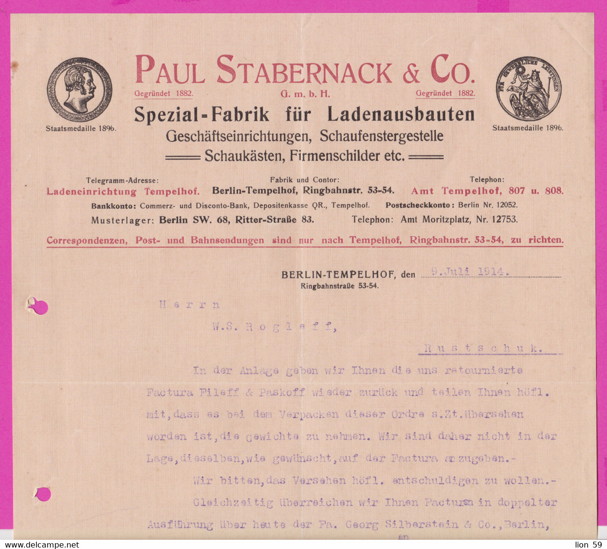 262115 / Germany 1914 Berlin - Paul Stabernack & Co. Spezialfabrik Für Ladeneinbauten , Geschäftseinrichtungen - Artigianato