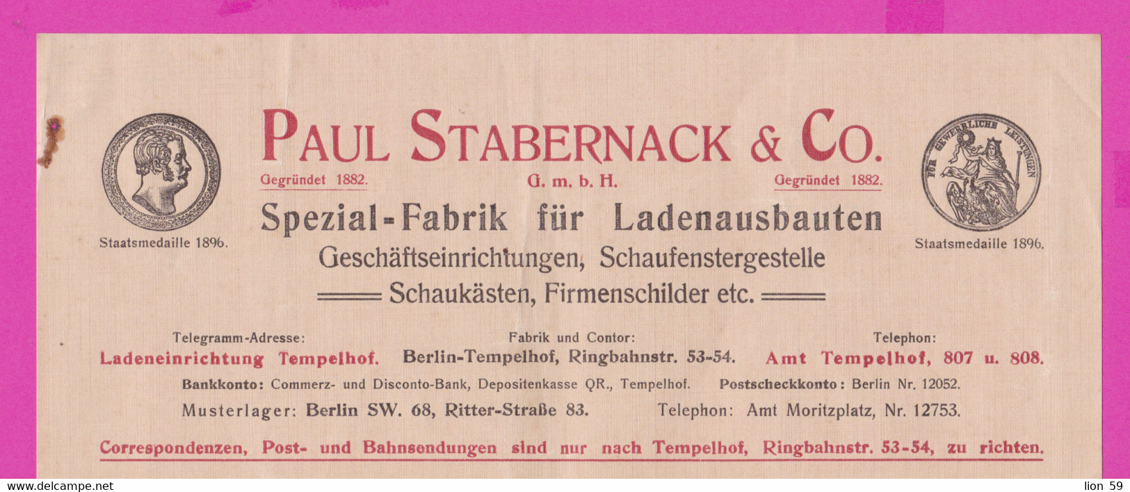262116 / Germany 1914 Berlin - Paul Stabernack & Co. Spezialfabrik Für Ladeneinbauten , Geschäftseinrichtungen - Ambachten