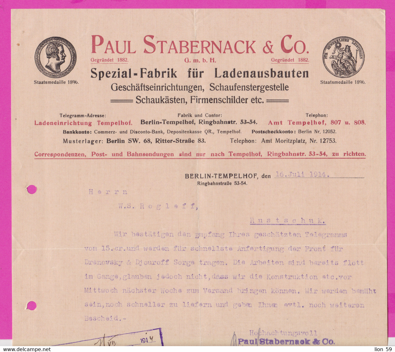 262114 / Germany 1914 Berlin - Paul Stabernack & Co. Spezialfabrik Für Ladeneinbauten , Geschäftseinrichtungen - Old Professions