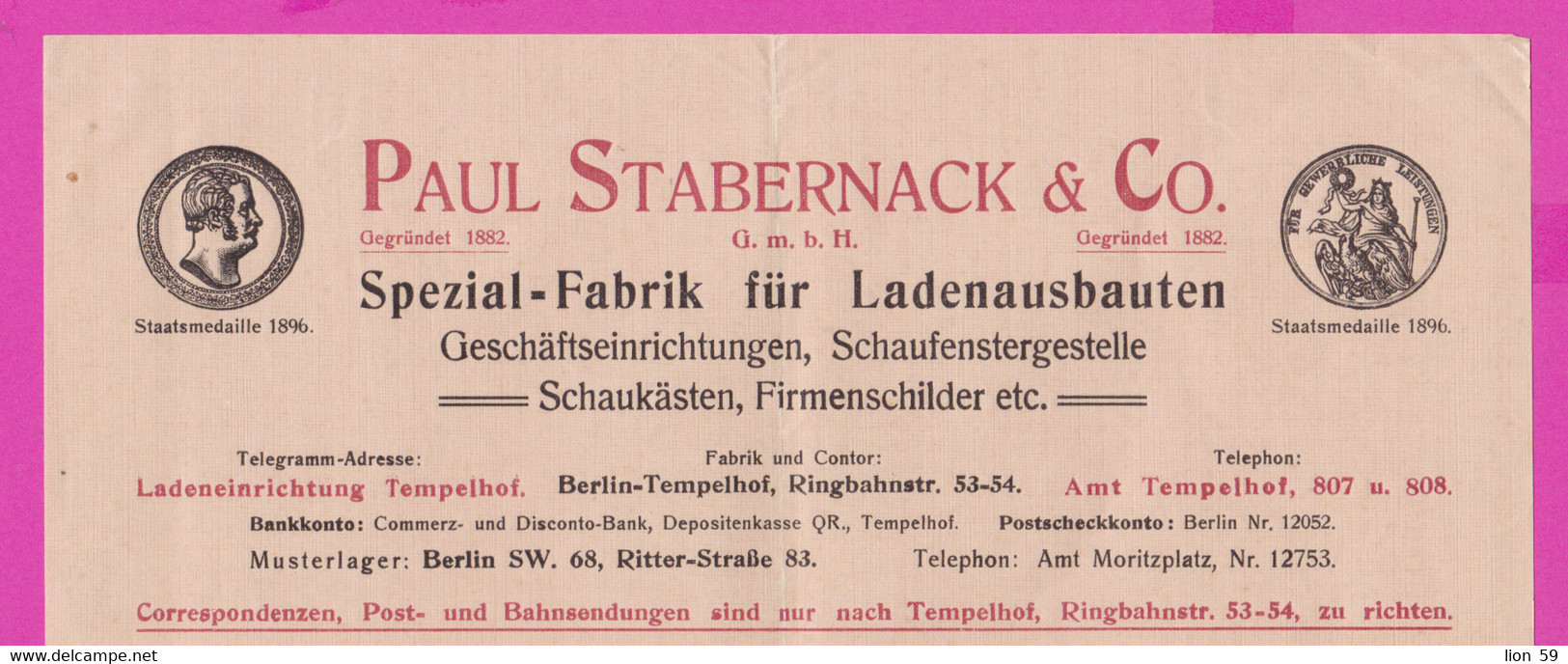 262114 / Germany 1914 Berlin - Paul Stabernack & Co. Spezialfabrik Für Ladeneinbauten , Geschäftseinrichtungen - Straßenhandel Und Kleingewerbe