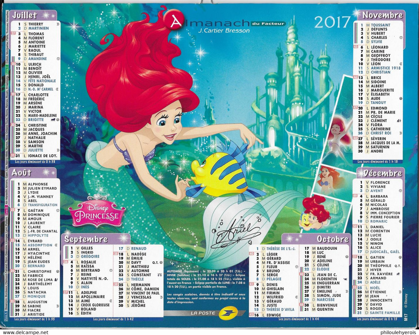 CALENDRIER 2017  PRINCESSES  DISNEY Jasmine Et Ariel - Grand Format : 2001-...