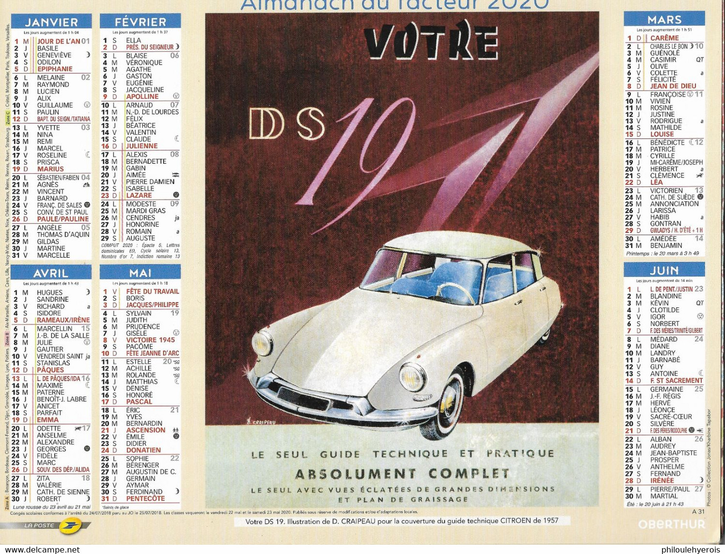 CALENDRIER 2020  PUB  CITROEN D S 19 Et TRANSISTORS PHILIPS - Grand Format : 2001-...