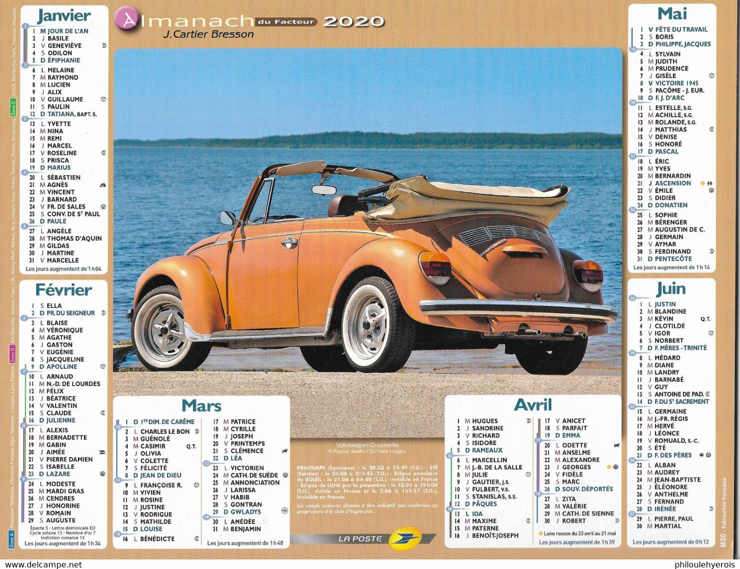 CALENDRIER 2020  VOITURES  Jaguar 1967 Et Volkswagen Coccinelle - Grand Format : 2001-...