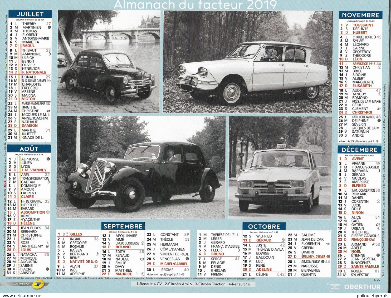 CALENDRIER 2019  VOITURES Renault, Citroen Et Peugeot - Groot Formaat: 2001-...