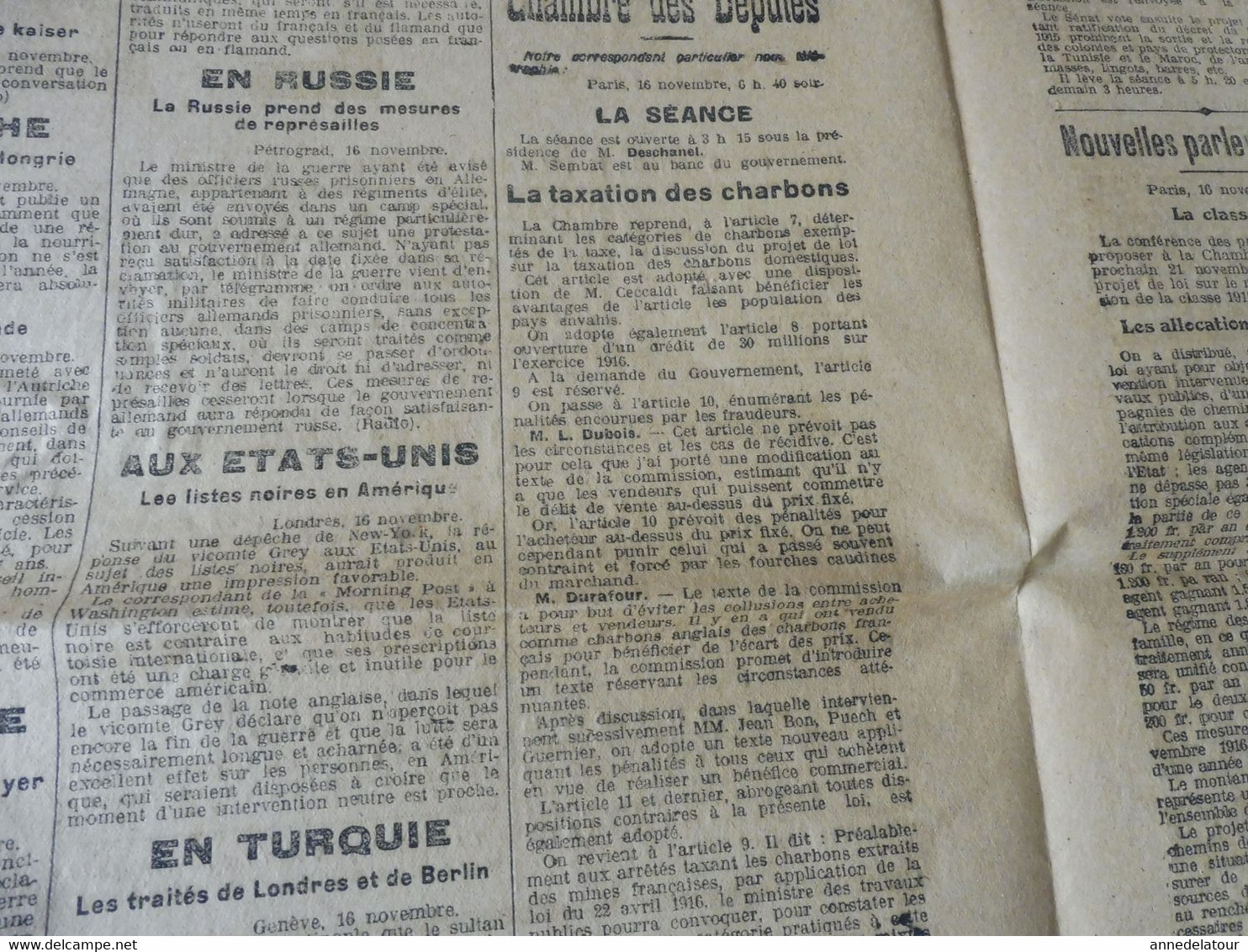 1916  L'ÉCLAIR   :  La guerre sur tous les fronts ; Héroïque caporal Michel Martin de Fitou; Listes noires aux USA ; etc