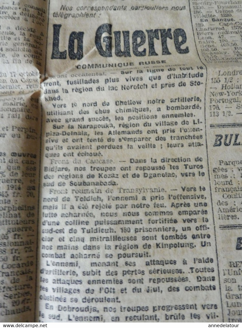 1916  L'ÉCLAIR   :  La guerre sur tous les fronts ; Héroïque caporal Michel Martin de Fitou; Listes noires aux USA ; etc