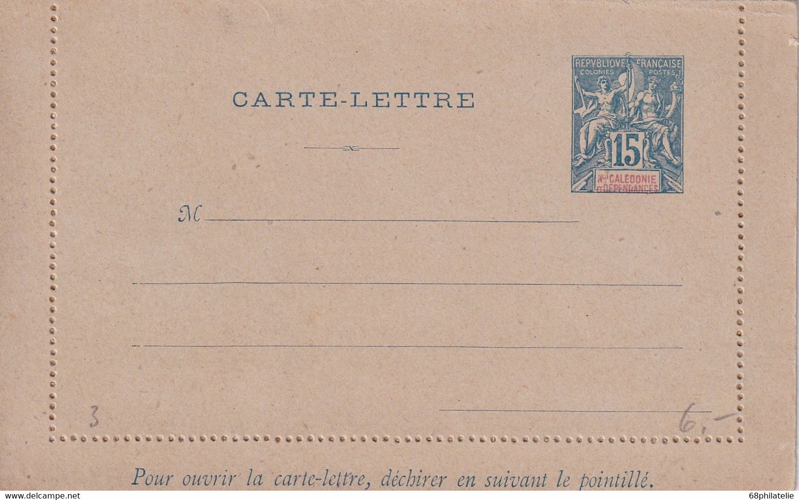 NOUVELLE-CALEDONIE   ENTIER POSTAL/GANZSACHE/POSTAL STATIONARY  CARTE-LETTRE - Postal Stationery