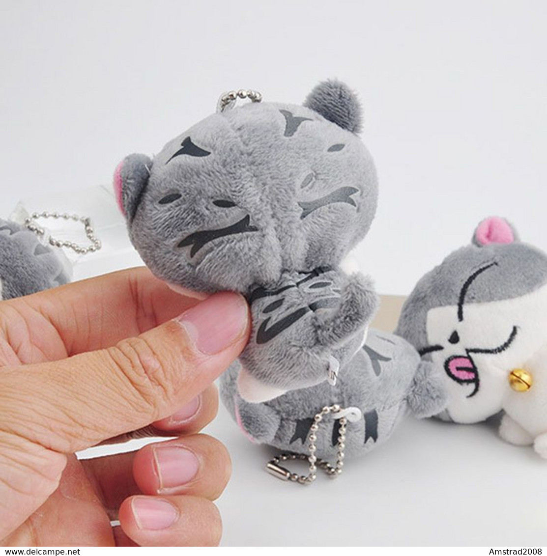 PORTACHIAVI POMPON GATTO MORBIDO ANTISTRESS GRAY GAT KEY-RING B4 - Autres & Non Classés