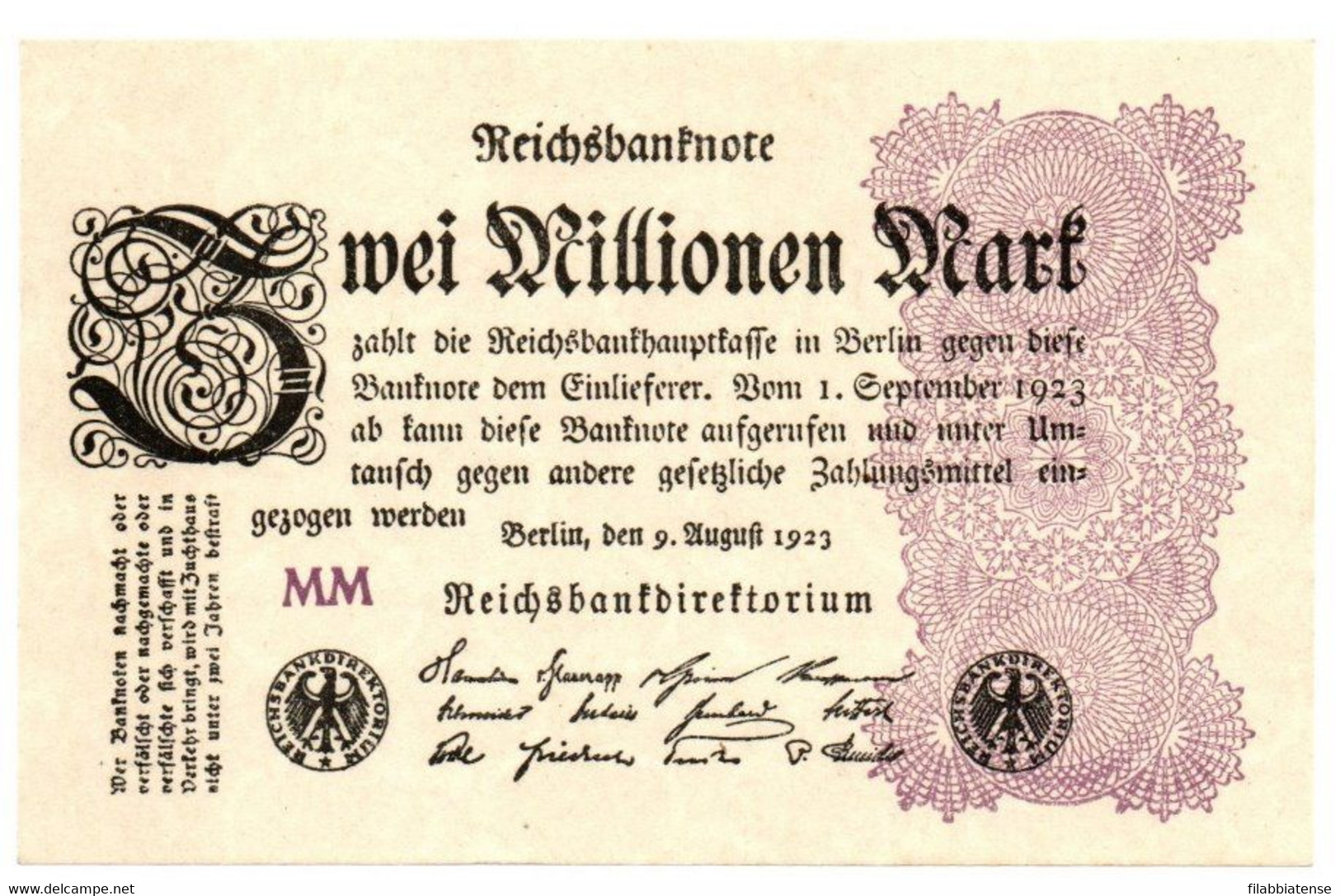 1923 - Germania 2.000.000 Mark - 2 Millionen Mark