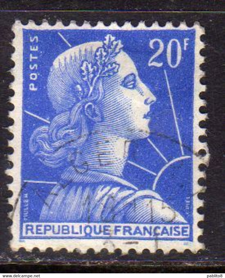 FRANCE FRANCIA 1955 1959 1957 MARIANNE MARIANNA ALLA NEF 20f USATO USED OBLITERE' - 1959-1960 Marianne à La Nef