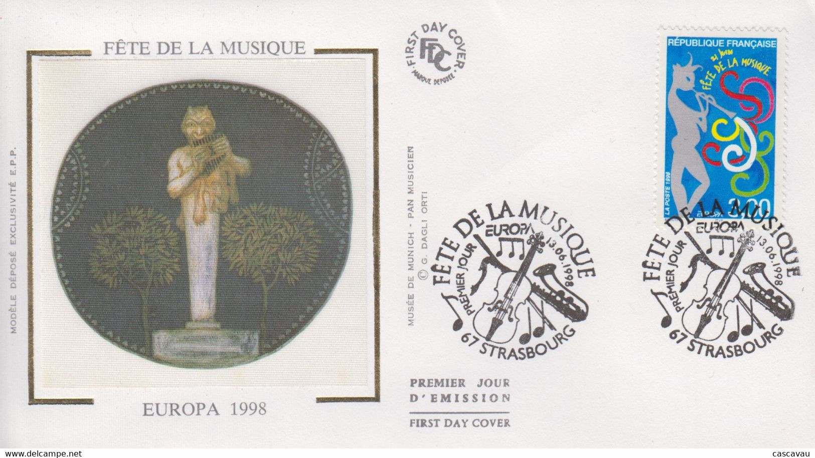 Enveloppe  FDC   1er  Jour   FRANCE    Fête  De  La  Musique   EUROPA    STRASBOURG   1998 - 1998