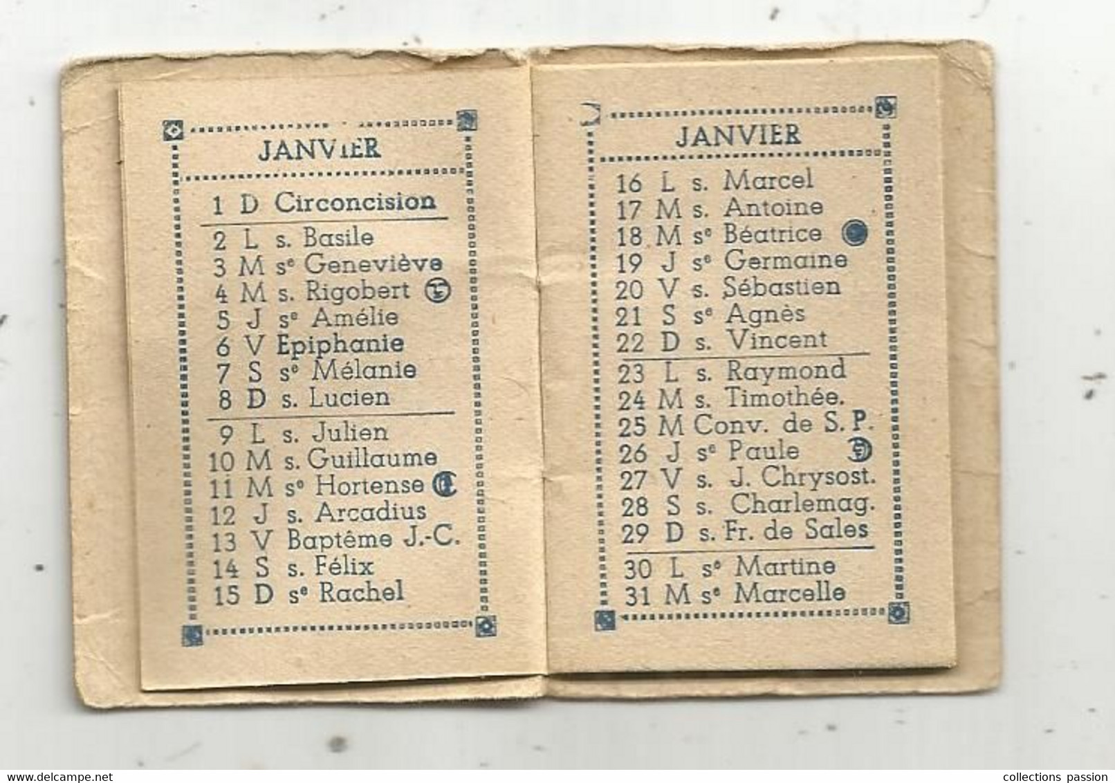 JC , Calendrier 1950 , Petit Format ,petit Almanach , AU PARADIS DES PARFUMS , S. Courault , Paris IX E ,  3 Scans - Petit Format : 1941-60