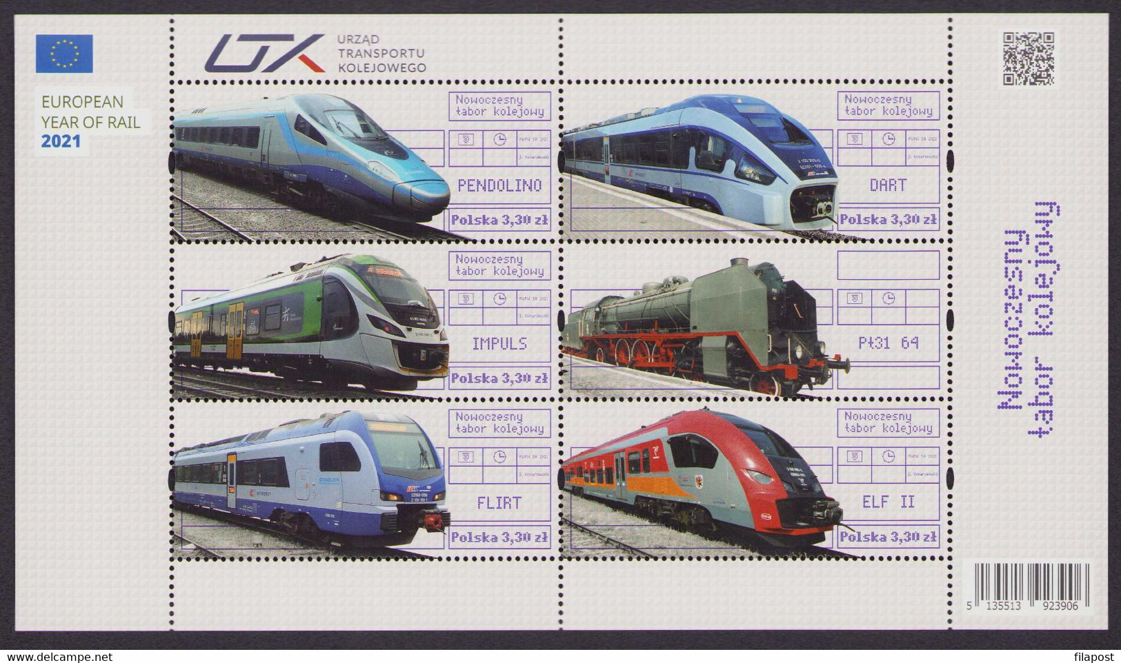 Poland 2021 Booklet Folder / Modern Rolling Stock / Full Of Set Mini Sheet Perforated Version + Tab MNH** New!!! - Carnets