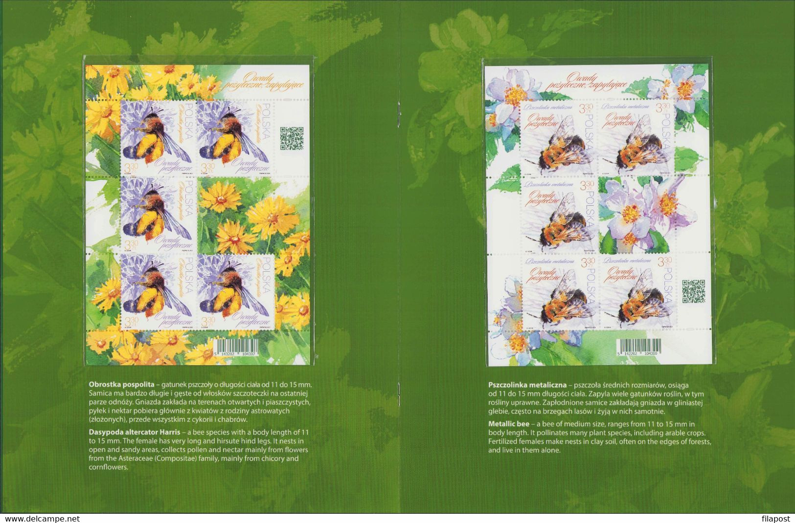 Poland 2021 Booklet Folder - Beneficial Insects / Bees And Bumblebees, Flowers, Insect, Bee / With Perforated Sheets - Markenheftchen