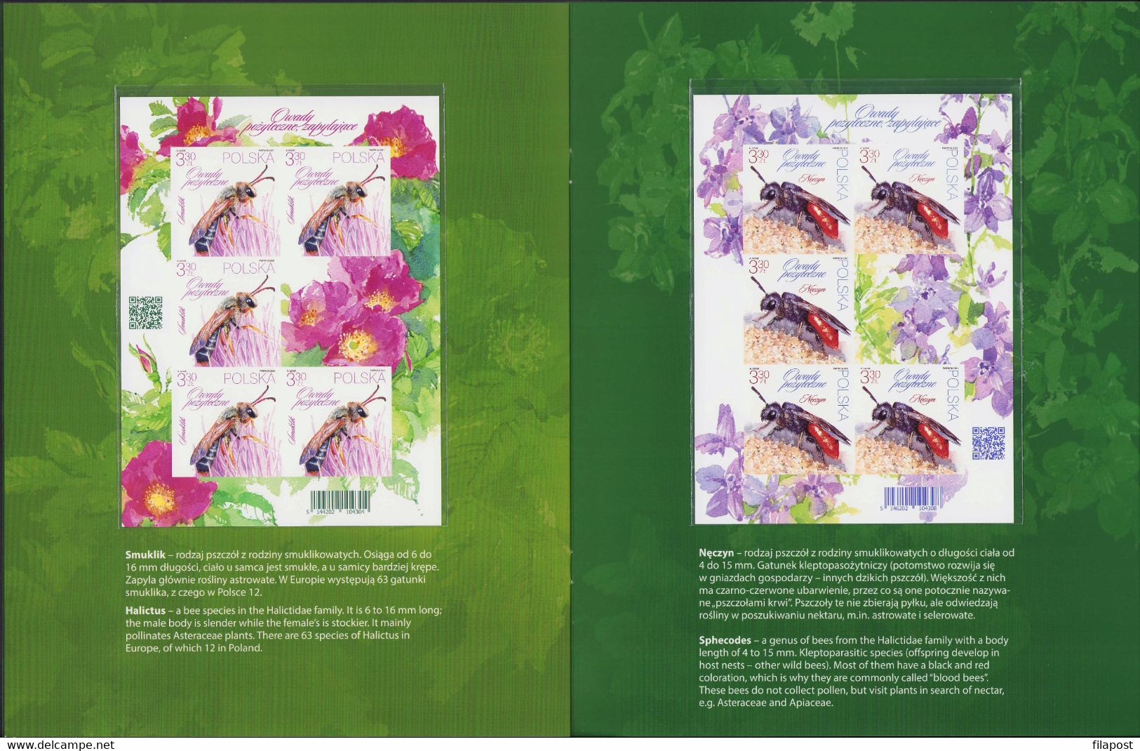 Poland 2021 Booklet / Beneficial Insects - Bees And Bumblebees, Flowers, Insect / Imperforated Sheets, Limited Edition! - Libretti