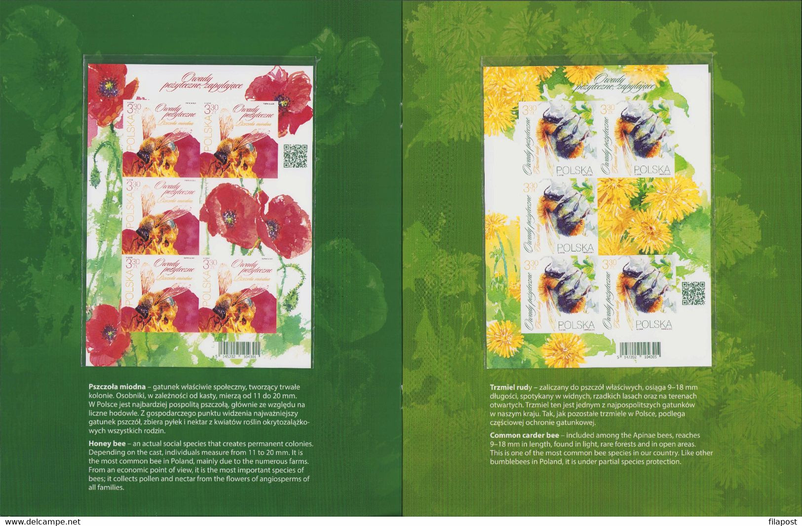 Poland 2021 Booklet / Beneficial Insects - Bees And Bumblebees, Flowers, Insect / Imperforated Sheets, Limited Edition! - Booklets