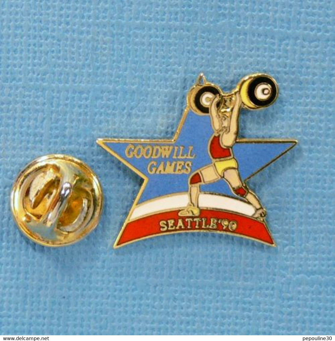 1 PIN'S //  ** HALTEROPHILIE / GOODWILL GAMES SEATTLE'90 ** . (©&TM SOC) - Gewichtheben