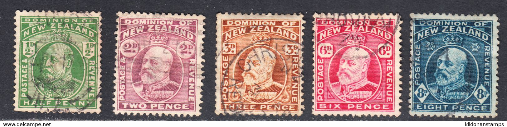 New Zealand 1909-16, Cancelled, Perf 14x14.5, Sc# ,SG 387,388,389,392,393 - Nuevos