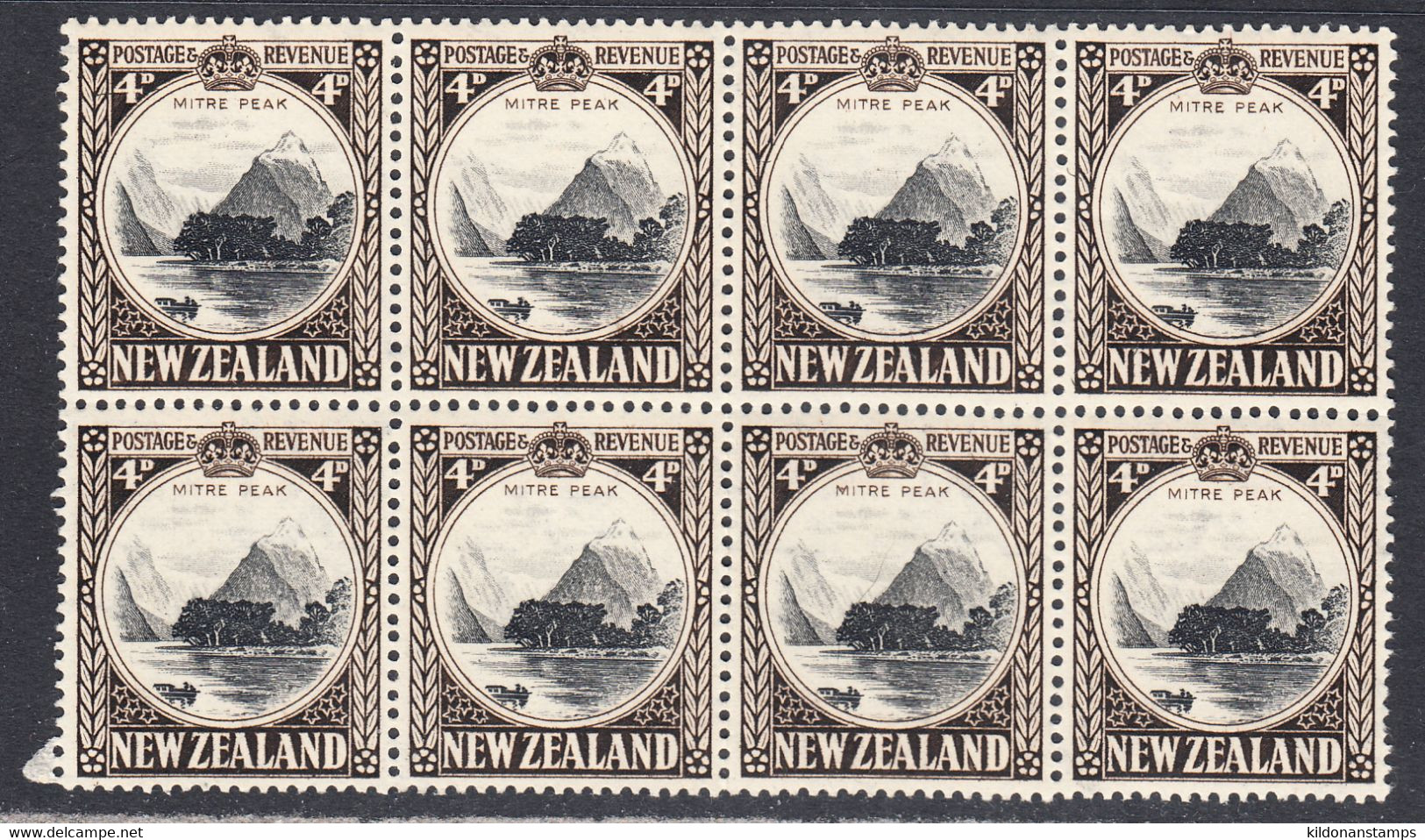 New Zealand 1935-42 Mint No Hinge, Perf 14, Block Of 8, Sc# ,SG 583c - Neufs