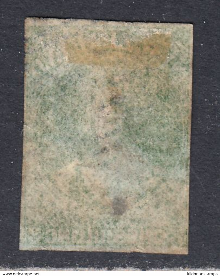 New Zealand 1862-64 Cancelled, No Watermark, Imperf, Deep Green, See Notes, Sc# ,SG 46 - Usados