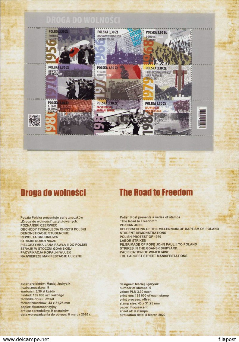 POLAND 2020 Booklet / The Road To Freedom / With Full Sheet MNH** - Libretti