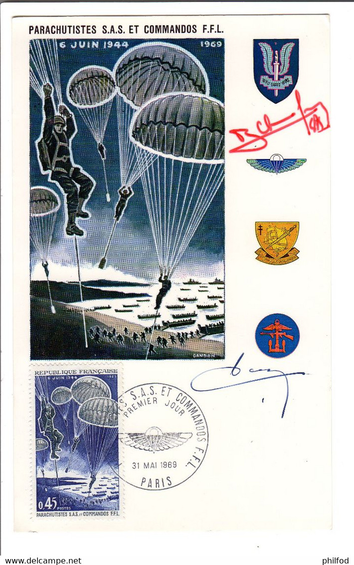 1969 - Carte Postale - Parachutiste S.A.S. Et Commandos F.F.L. - PARIS - Sonstige & Ohne Zuordnung