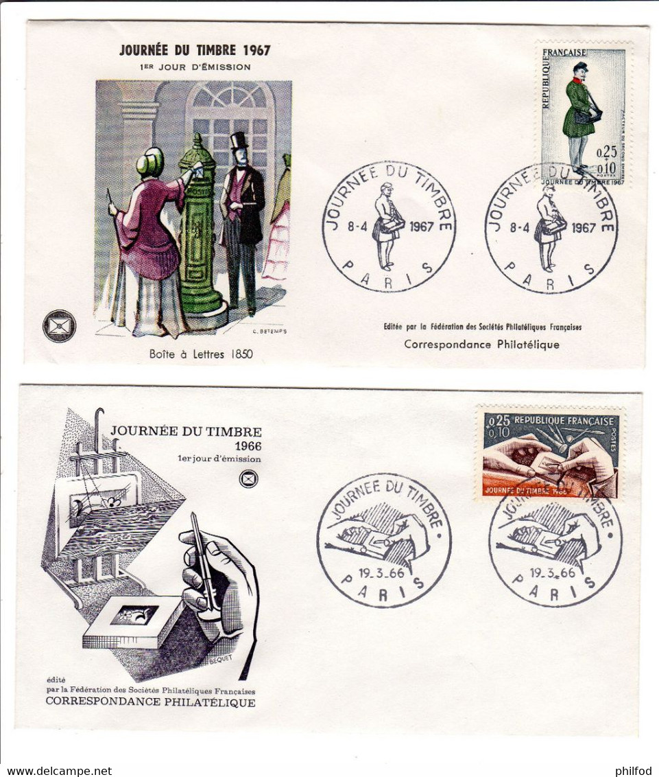 FDC -  1966  Et 1967   Journée Du Timbre - Ohne Zuordnung