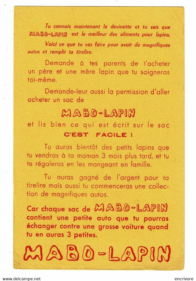 Buvard MABO LAPIN Devinette élevage Facile De Lapereaux - Landwirtschaft