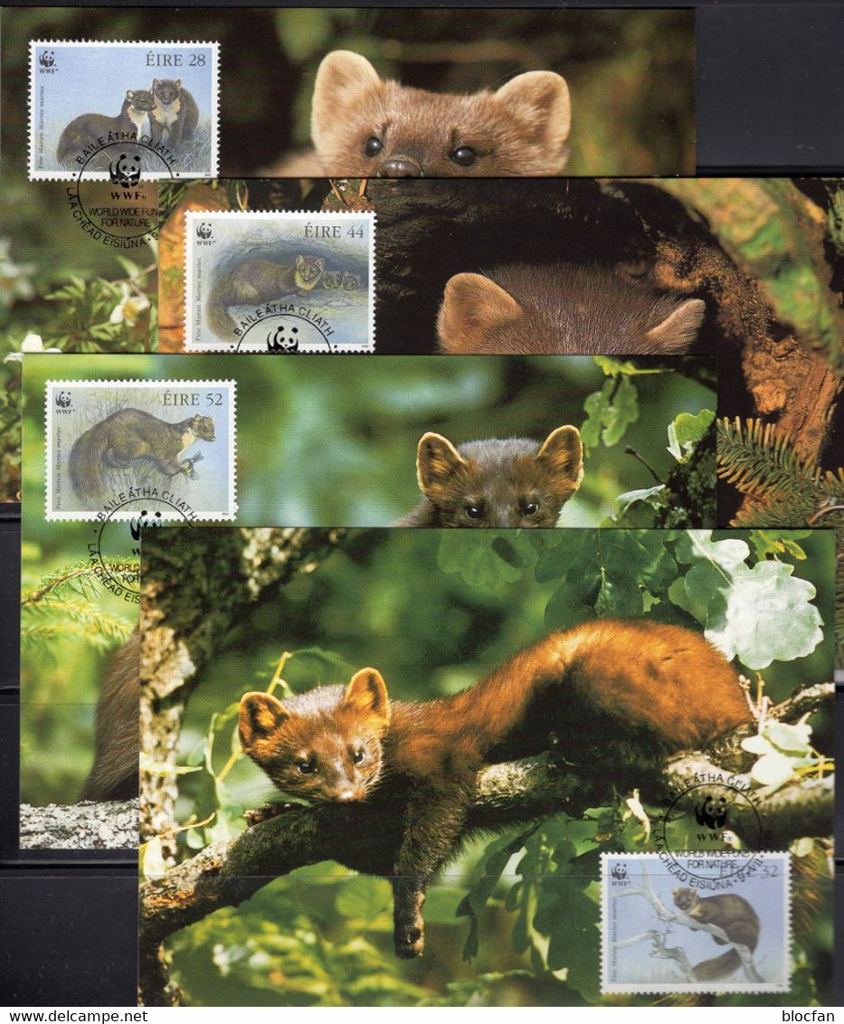 Dokumentation 1992 Set 128 EIRE 798/1 **, 4MC+ FDC 20€ WWF Nager Edel-Marder Naturschutz Fauna Pine Marten Of Wild-life - Lettres & Documents