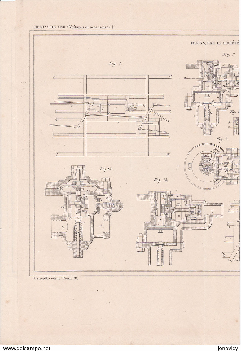 PLAN CHEMINS DE FER VOITURES ACCESSOIRES ,FREINS PAR STE DITE THE WESTINGHOUSE,BRAKE  A VOIR !!!!  REF 71234 - Other Plans