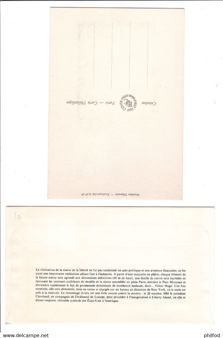 1986 - Statut De La Liberté  - Maxi Carte Et Enveloppe  FDC - Otros & Sin Clasificación