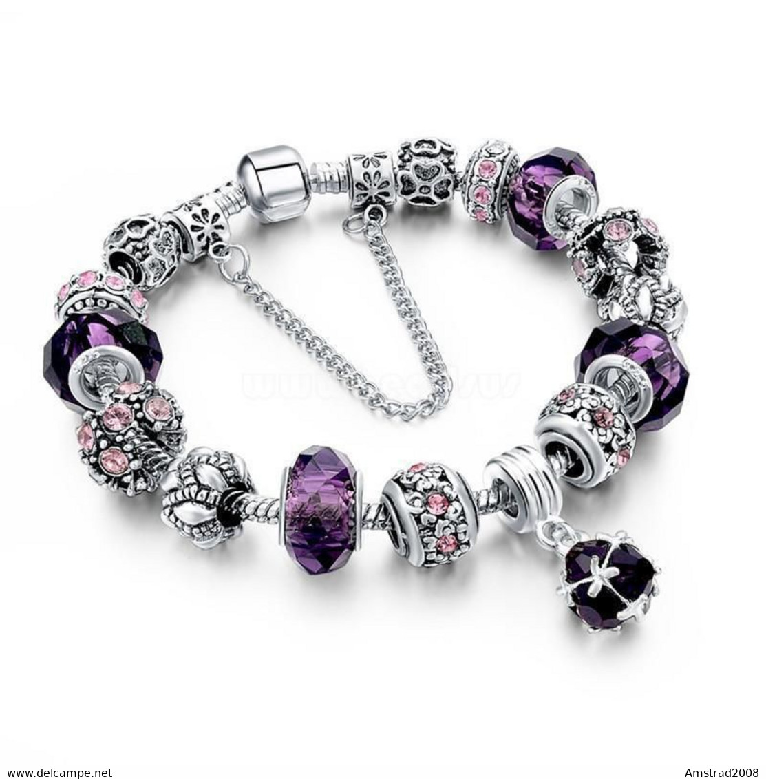 BRACCIALE TIPO MORELLATO VETRO CON CHARM COLRE VIOLA MODA DONNA BRACELET S. VALENTINO SHARON W - Bracelets