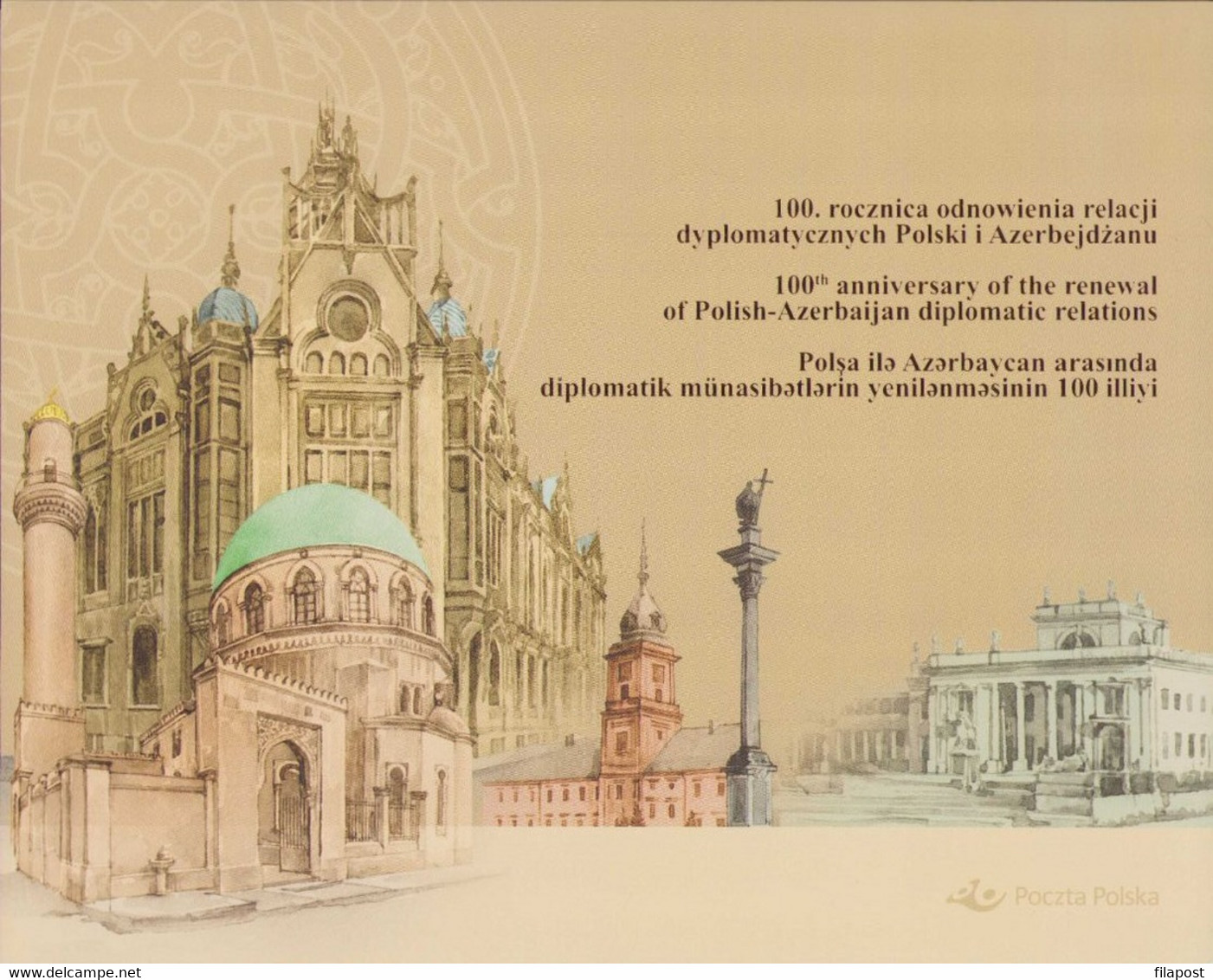 POLAND 2020 Souvenir Booklet / Restoration Of Diplomatic Relations Between Poland And Azerbaijan / With Stamp MNH** - Libretti