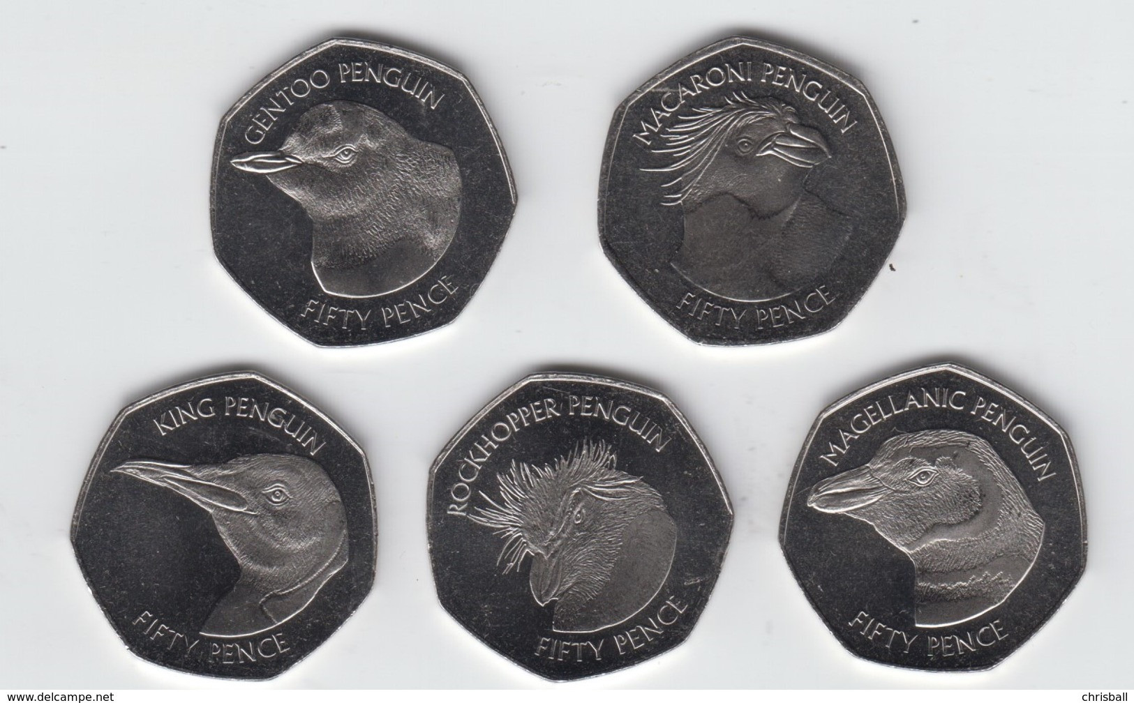 Falkland Island Coins Set Of 5, 2018 50p Coins - Penguins Uncirculated - Falkland