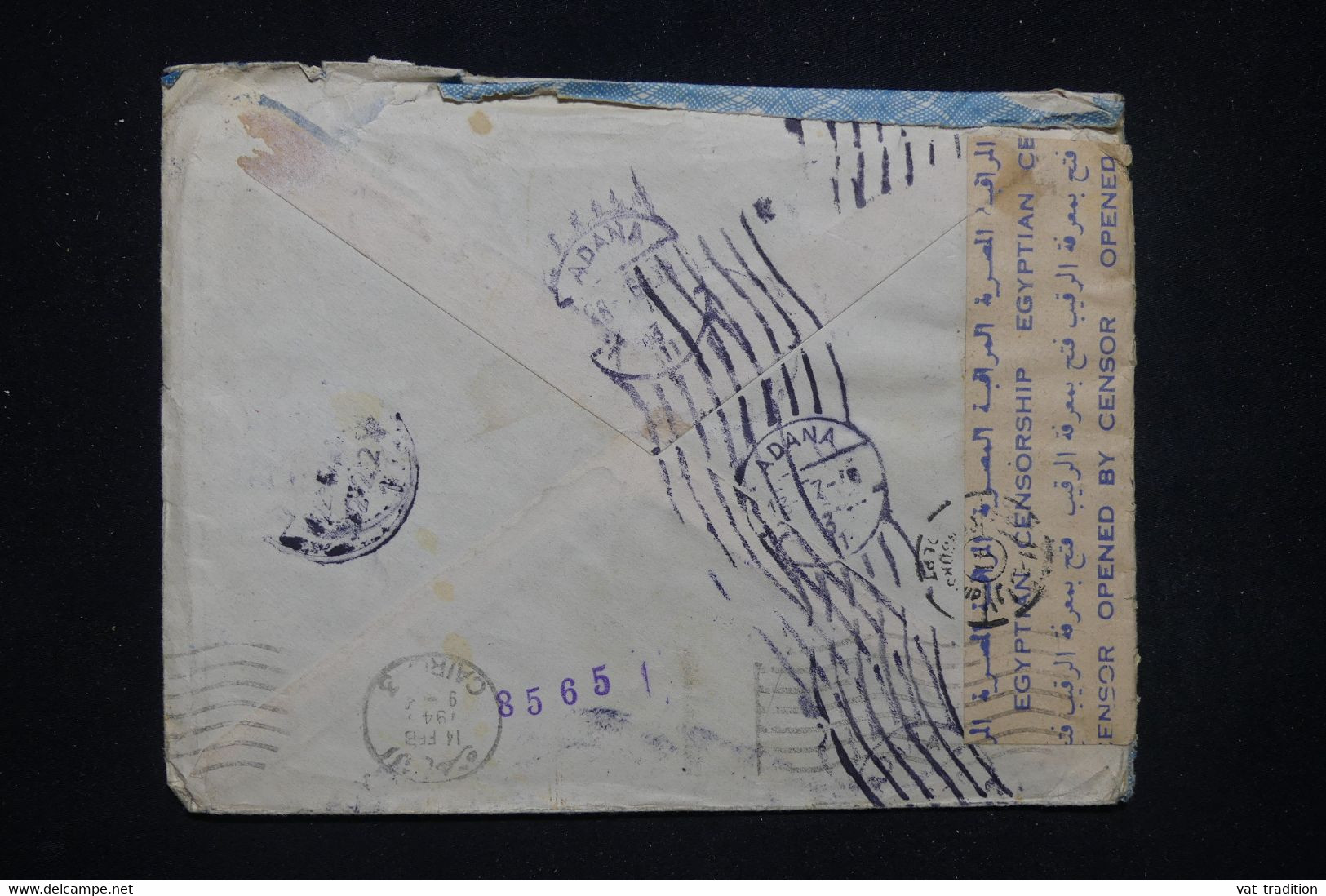 TURQUIE - Enveloppe De Adana Pour Monaco En 1944 Avec Contrôle Postal Du Caire - L 98568 - Brieven En Documenten