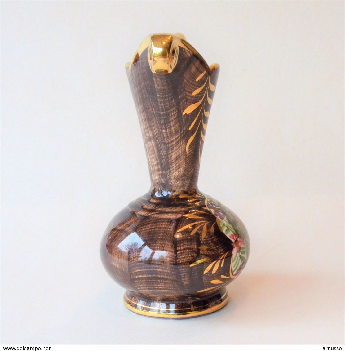 Ancien Vase Aiguière En Faïence XXème Siècle Bequet Quaregnon 17 Cm Très Bon état - Béquet (BEL)