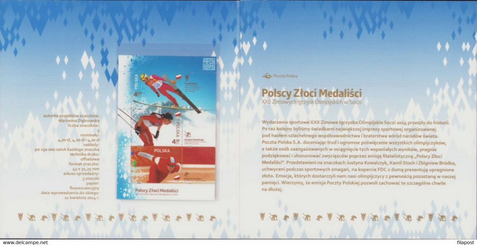 POLAND 2014 Polish Gold Medalists Winter Olympic Games Sochi Ski Sport / With Mini Sheet MNH** - Carnets