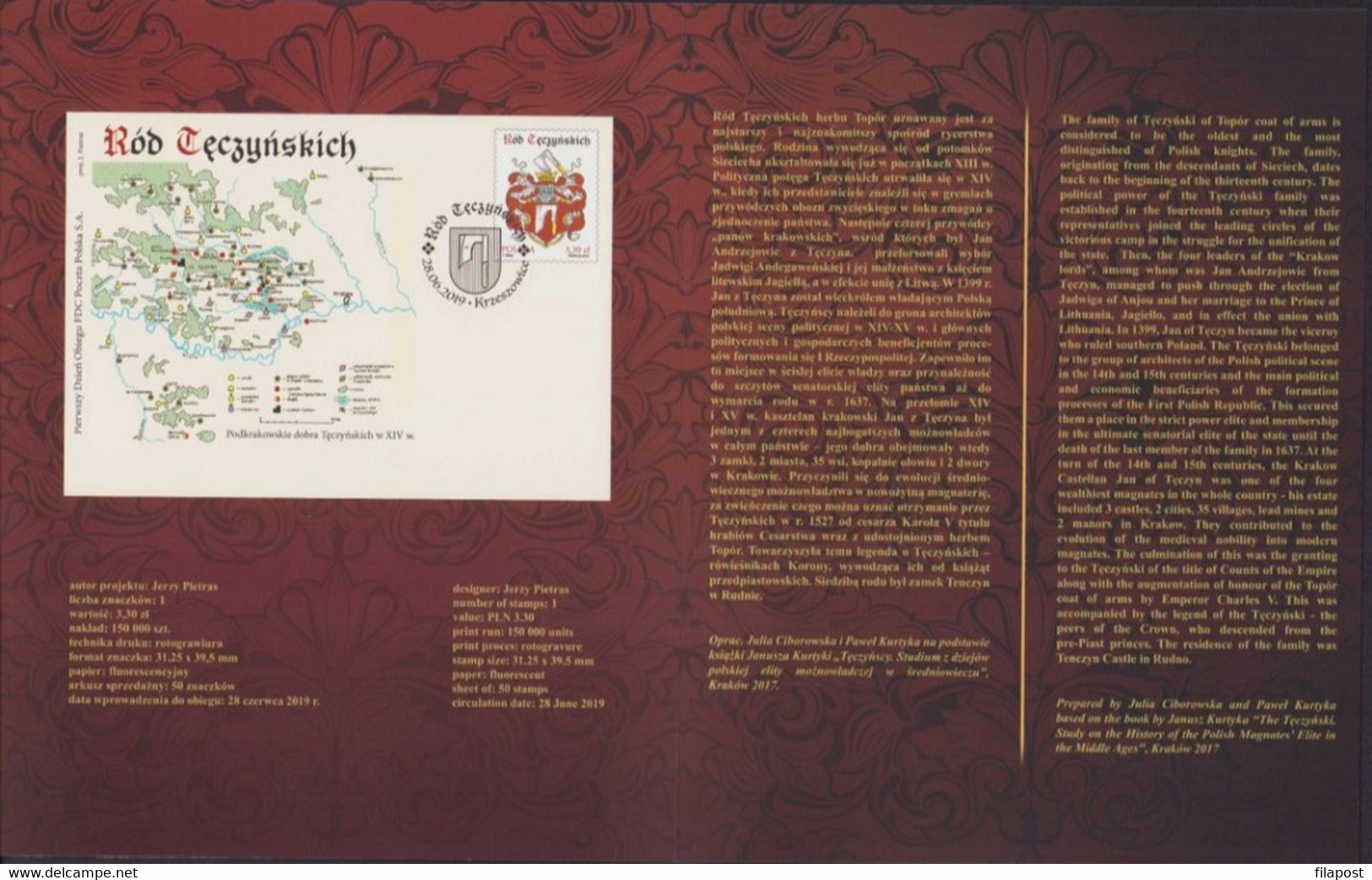 POLAND 2019 Booklet / The Family Of Teczynski, Kingdom Of Poland, Piast Dynasty, Jagiellon Dynasty / With Stamp MNH** - Markenheftchen